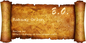 Baksay Orion névjegykártya